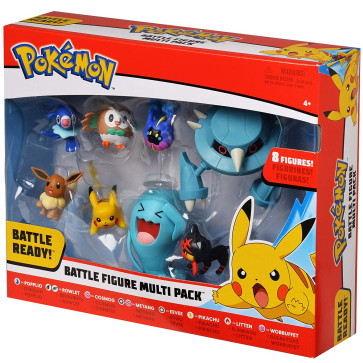 Pokemon Action Figure Mega Battle Pack Rowlet Popplio Litten Eevee Pikachu Cosmog Metang Wobbuffet