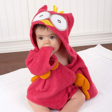 Baby Aspen My Little Night Owl Hooded Terry Spa Robe Pink