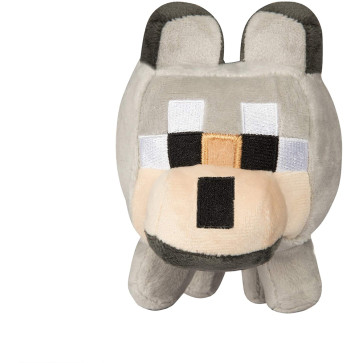 Minecraft Happy Explorer Untamed Wolf Plush Stuffed Toy Gray 9 Inches