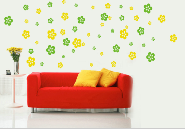 Green and Yellow Flower Shower Wall Decal Sticker