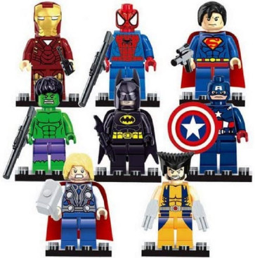 Super Heroes From Marvel DC Brick Minifigure Custom Set 8 Pcs