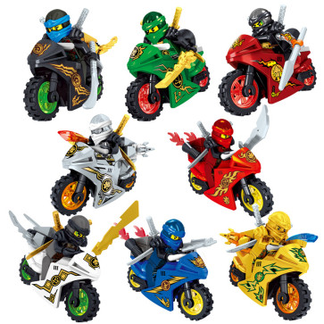 Ninjago Motorcycle Brick Minifigure Custom Set 8 Pcs