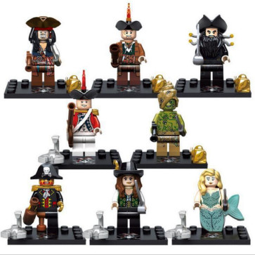 Pirates Of The Caribbean Brick Minifigure Custom Set A With 8 Pcs