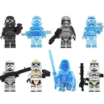 Darth Vader Stormtrooper Holographic Brick Minifigure Custom Set 8 Pcs