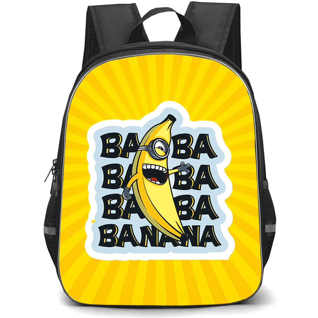 Minions Backpack StudentPack - Banana Text Sticker On Yellow Background