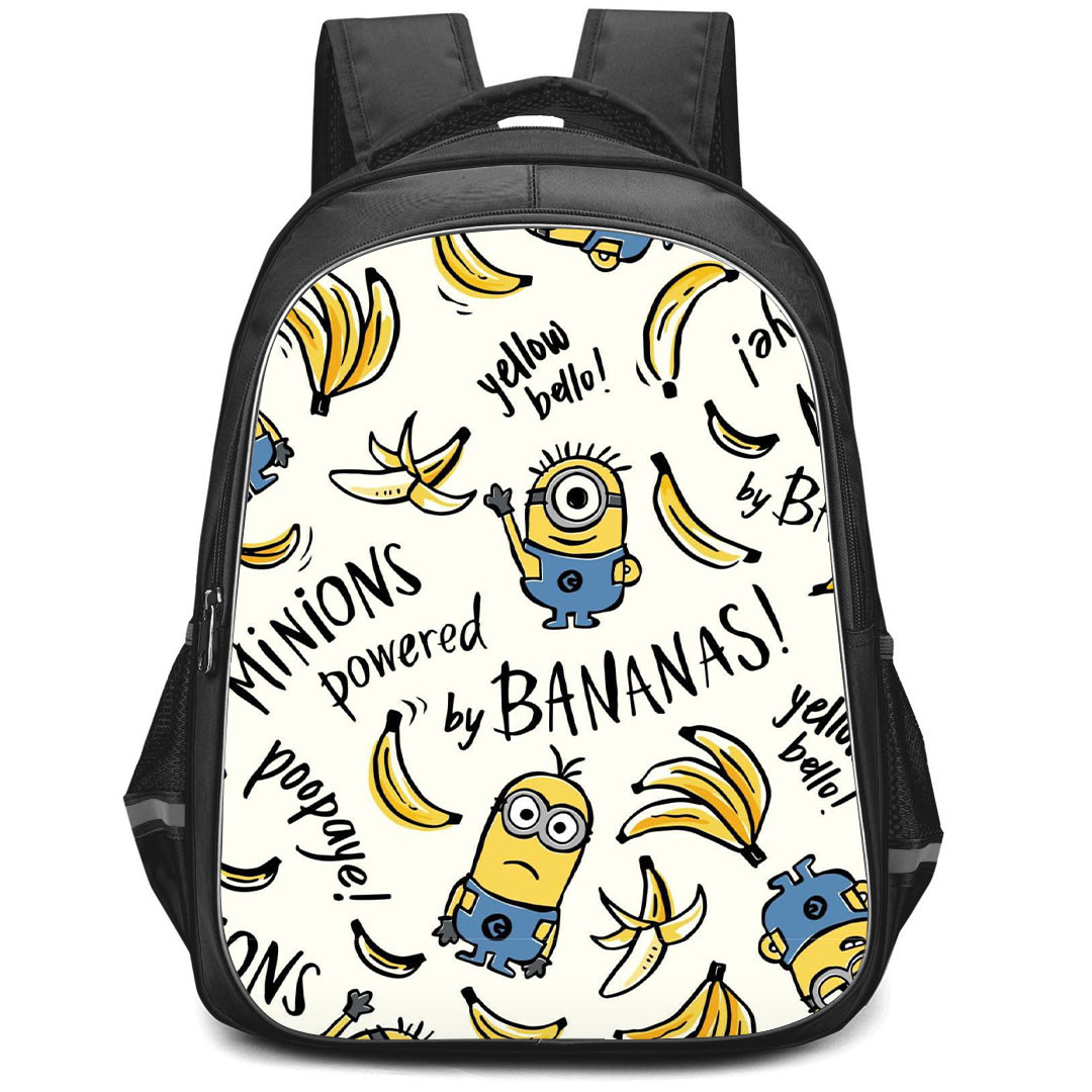 Minions Backpack StudentPack - Minions Bananas Pattern Art On Cream Background
