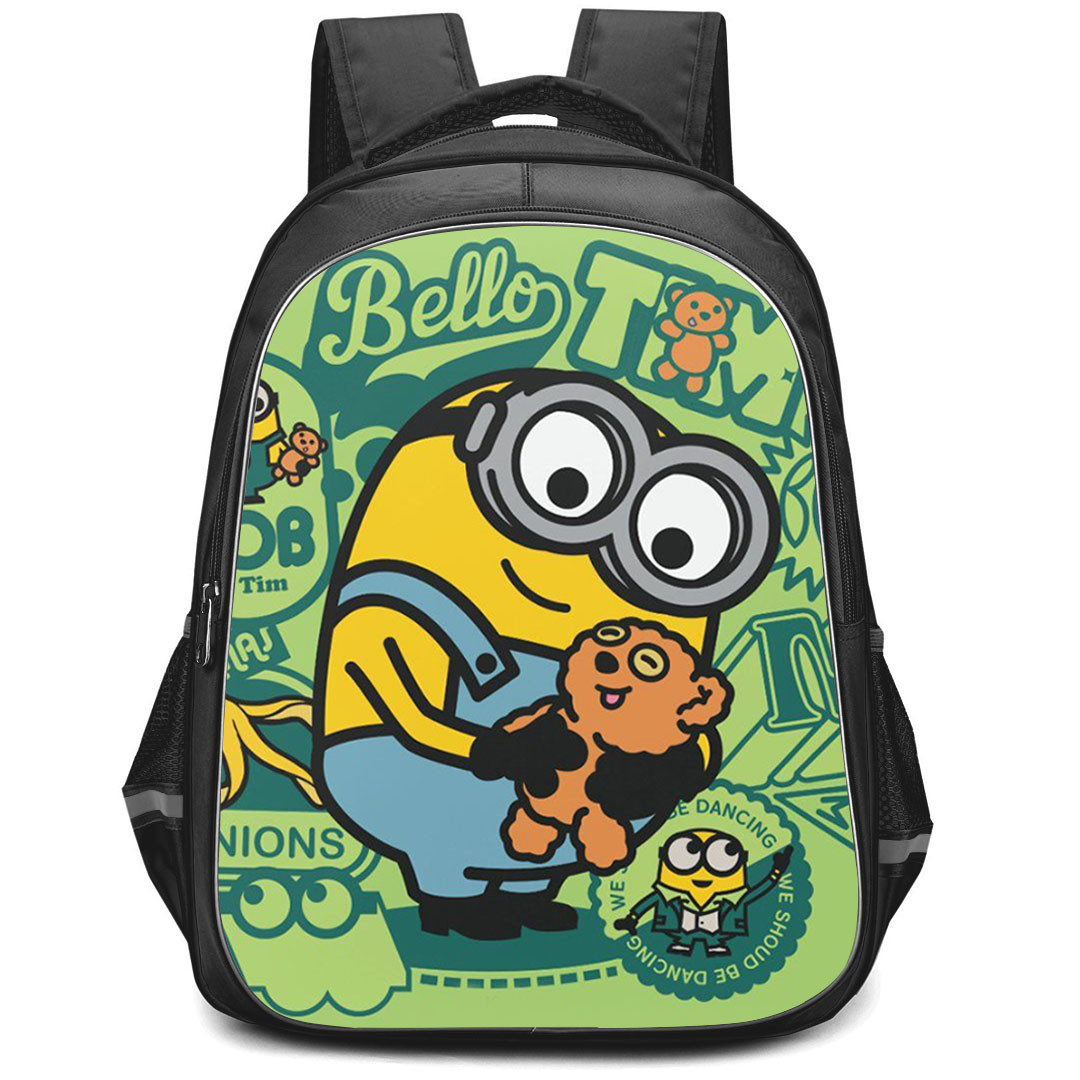Minions Bob Backpack StudentPack - Bob Smiling Green Cartoon Art On Background