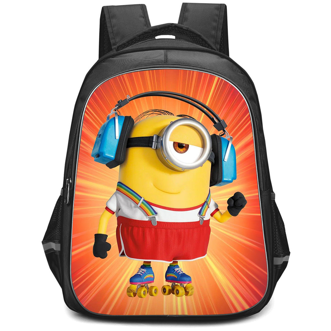 Minions Stuart Backpack StudentPack - Stuart Wearing Headphone And Roller Portrait