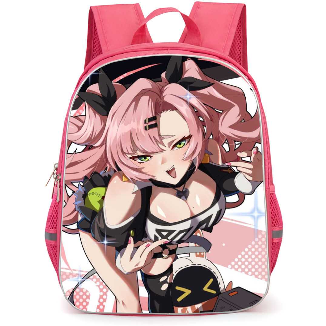 Zenless Zone Zero Nicole Demara Backpack StudentPack - Nicole Demara Portrait Pink Background