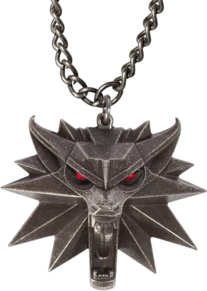 The Witcher 3 Necklace with White Wolf Medallion & Chain