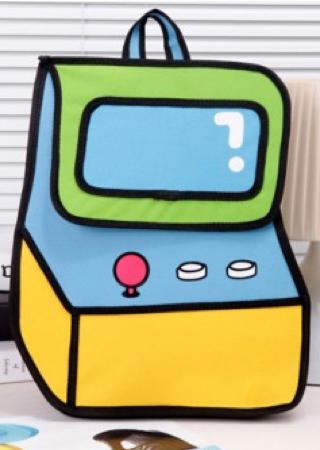 Jump From Paper Cute 2D 3D Effect Arcade Game Machine Backpack
