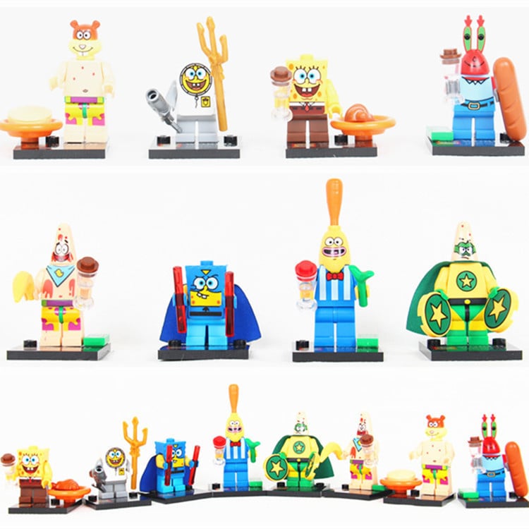 Spongebob Super Hero Theme Brick Minifigure Custom Set 8 Pcs