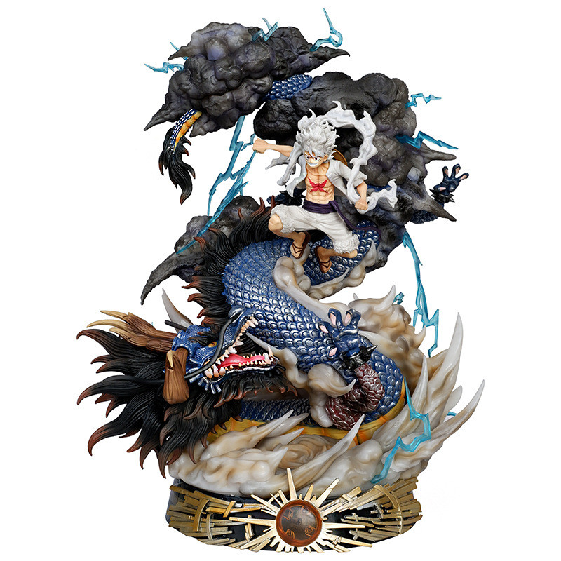 One Piece Luffy Gear 5 Vs Kaido Dragon GK Figure Statue With Light Effect