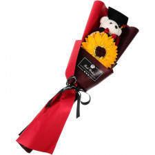 Graduation Bear Plush Sunflower Bouquet 35cm 13.78inches Red