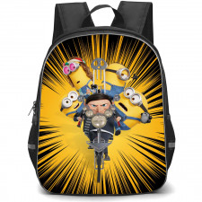 Minions Gru Backpack StudentPack - Young Gru Biking With Minions Movie Art