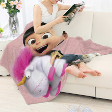 Minions Agnes Blanket Throw - Agnes Holding Unicorn Toy Movie Art