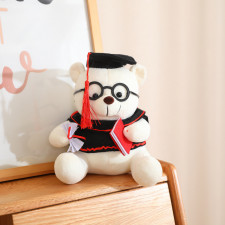 Graduation Bear Small Soft Stuffed Plush White