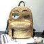 Chiara Glitter Eyes Backpack Rucksack Schoolbag Gold