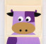 3 Sprouts Purple Cow Animal Cotton Canvas 3 Pockets Wall Hanging Organizer Storage Bag