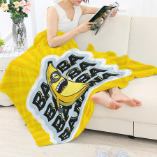 Minions Blanket Throw - Banana Text Sticker On Yellow Background