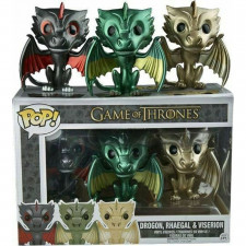 Funko Pop Game Of Thrones Drogon Rhaegal Viserion Vinyl Figure Metallic 3 Pack Set