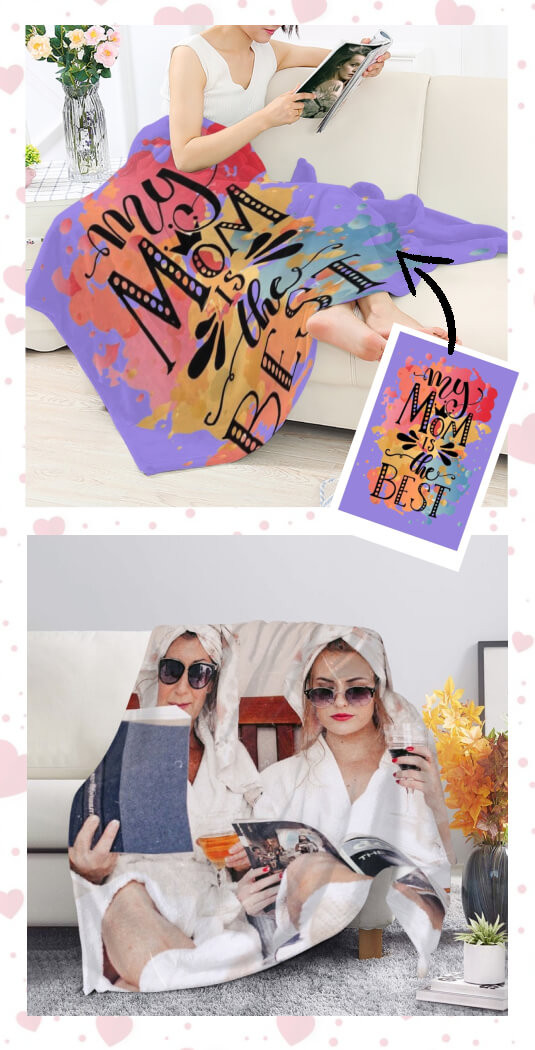 Mothers's Day Custom Blanket Photo Upload Personalised - Customized Blanket For Mom