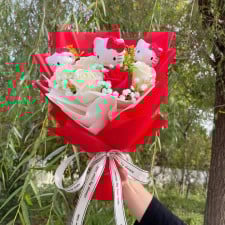 Hello Kitty Flower Bouquet Mother's Day Graduation 30cm 11.81inches Red