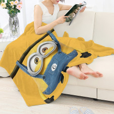 Minions Bob Blanket Throw - Bob Hanging On Orange Background